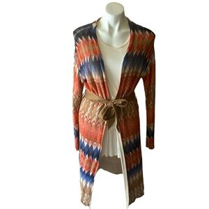 Chico’s Women’s Rustic Boho Long Cotton Blend Cardigan Sweater Size 8